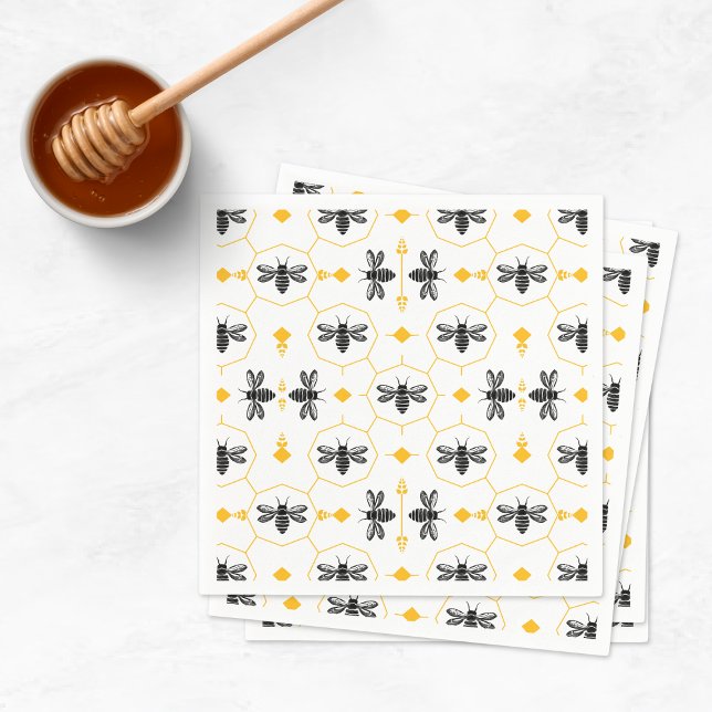 Yellow Bee Honeycomb Kids Summer Birthday Party Napkin (Yellow Bee Honeycomb Kids Summer Birthday Party Napkins)