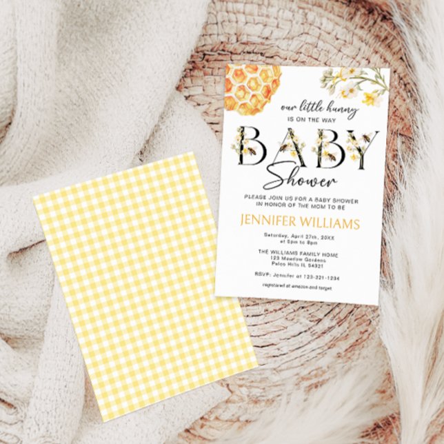 Yellow Bee Little Hunny Gender Neutral Baby Shower Invitation (Creator Uploaded)