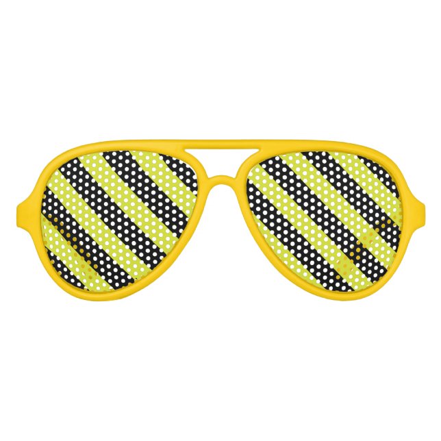 Yellow Bee Stripe Custom Party Sunglasses (Front)