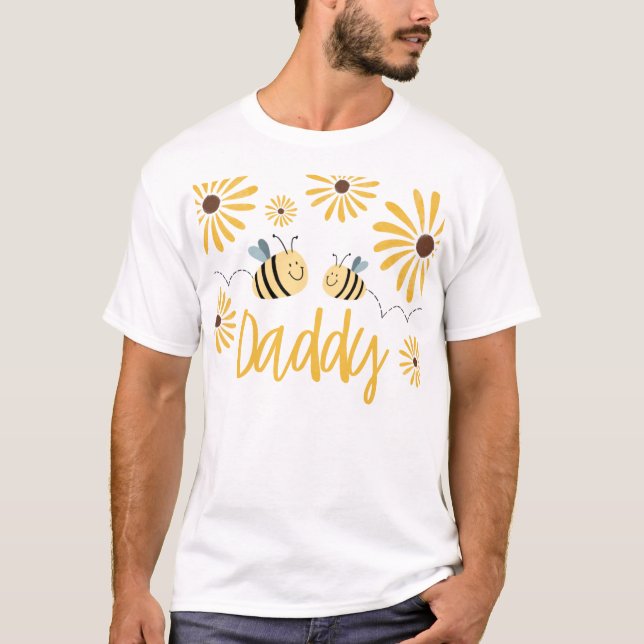 Yellow Bee Sunflower Daddy of the Birthday Girl T-Shirt (Front)