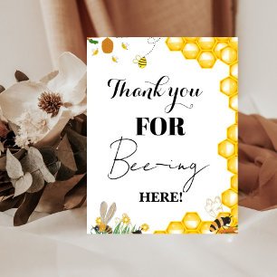 Yellow Bee Thank you Baby shower gift & Card  Pedestal Sign