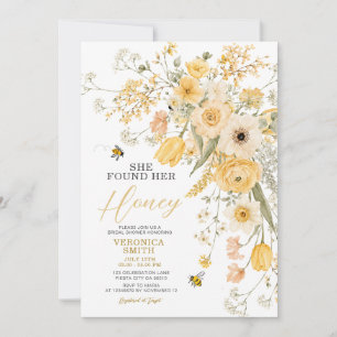 Yellow Bee Wildflower Floral Watercolor Invitation