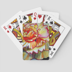 Yellow Begonia flower watercolour original art Playing Cards