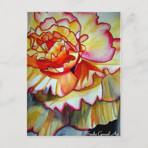 Yellow Begonia flower watercolour original art Postcard