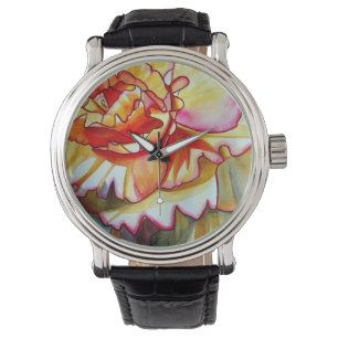 Yellow Begonia flower watercolour original art Watch