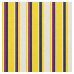 Yellow, Beige, Purple, and Black Coloured Lines Fabric