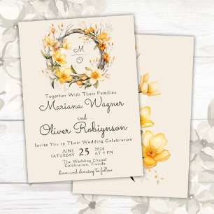 Yellow Beige Romantic Floral Wedding Invitation