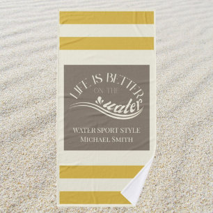 Yellow beige striped water sports SUP sailing  Bath Towel