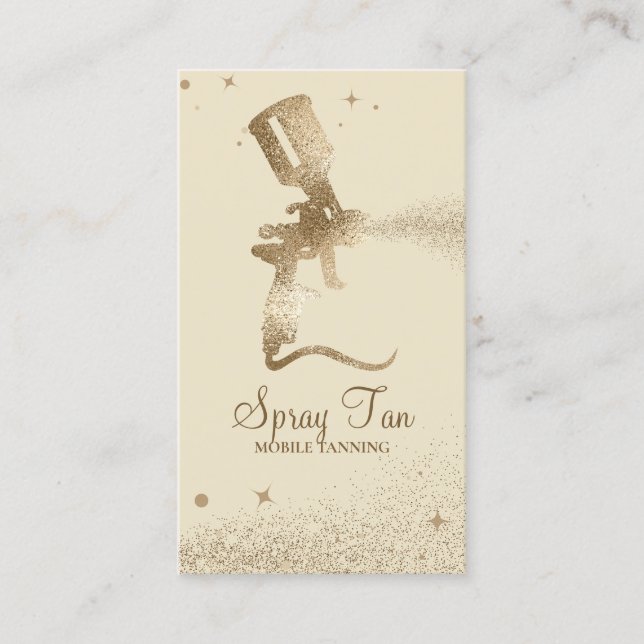 Yellow Beige Tanning Spray Sparkle Gold Business Card (Front)