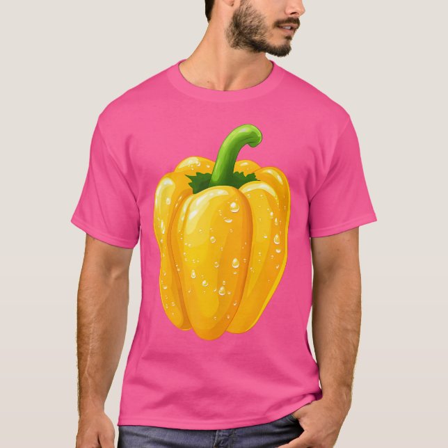 Yellow Bell Pepper With Water Droplets T-Shirt (Front)
