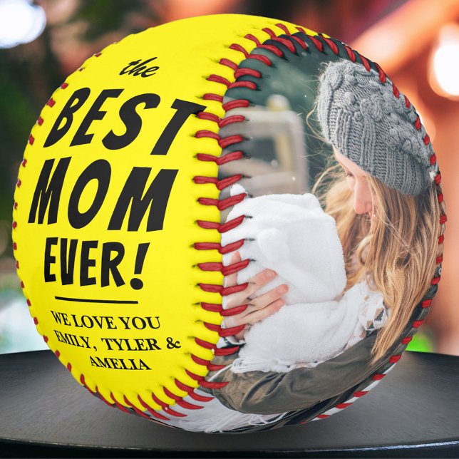 Yellow Best Mum Ever 2 Photo Collage  Softball (Creator Uploaded)