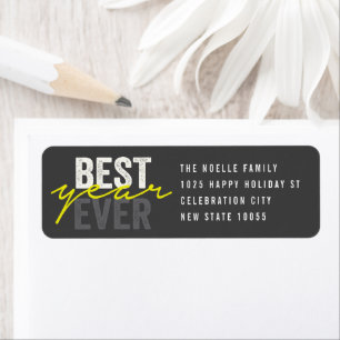 Yellow Best Year Ever Handwriting Script Address