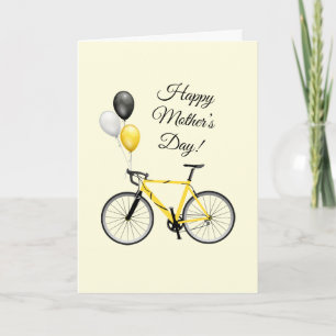 Yellow Bicycle and balloons Mother’s Day Card