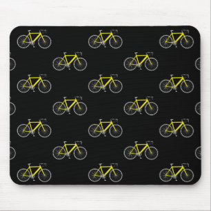 yellow bicycle on black mouse pad