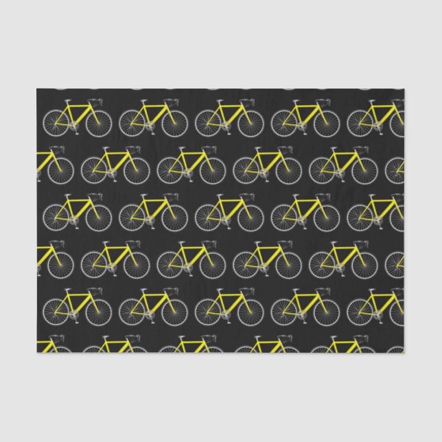 Yellow Bicycle on Black Tissue Paper (Front)