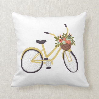 Yellow Bicycle Pillow