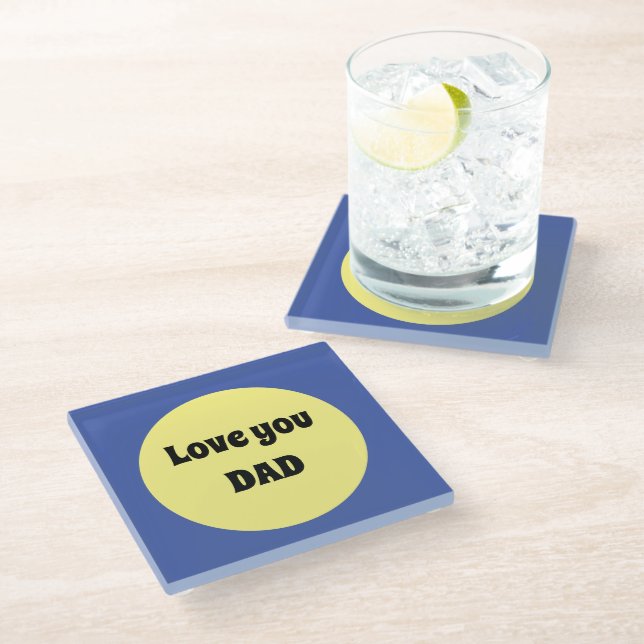 Yellow Big Dot Square Sticker Glass Coaster (Angled)