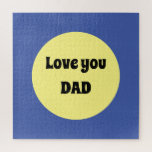 Yellow Big Dot Square Sticker Jigsaw Puzzle<br><div class="desc">A cool yellow and purple big dot design in trending colours with a text template. Click personalise to change the short words to your liking, or buy it as is.</div>