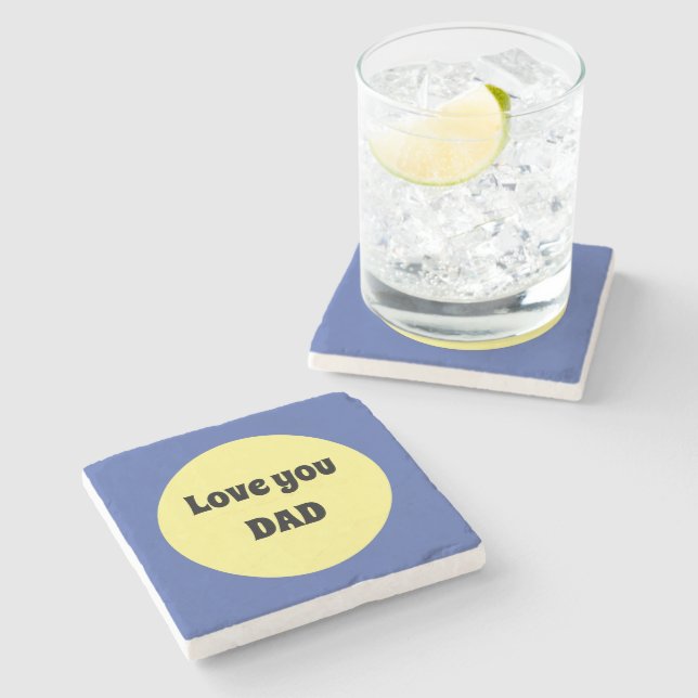 Yellow Big Dot Square Sticker Stone Coaster (Side)