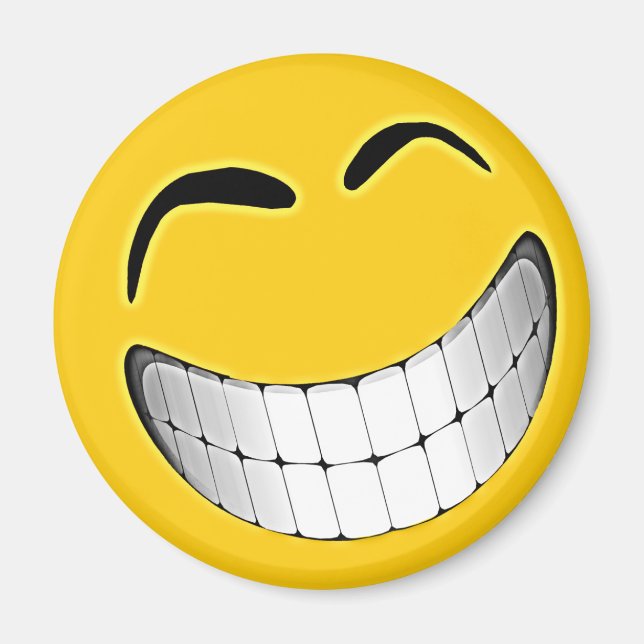 Yellow Big Grin Face Magnet (Front)