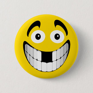 Yellow Big Grin with Missing Teeth 6 Cm Round Badge