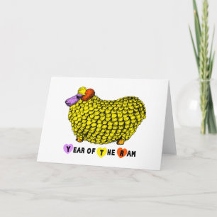Yellow Big Ram Chinese New Year Zodiac Card