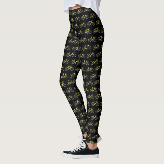 Yellow Bikes On Black   Leggings (Left)