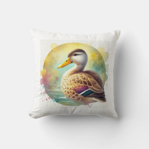 Yellow Billed Duck 180724AREF102 - Watercolor Cushion