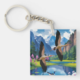Yellow-Billed Stork in Paanajärvi National Park Key Ring
