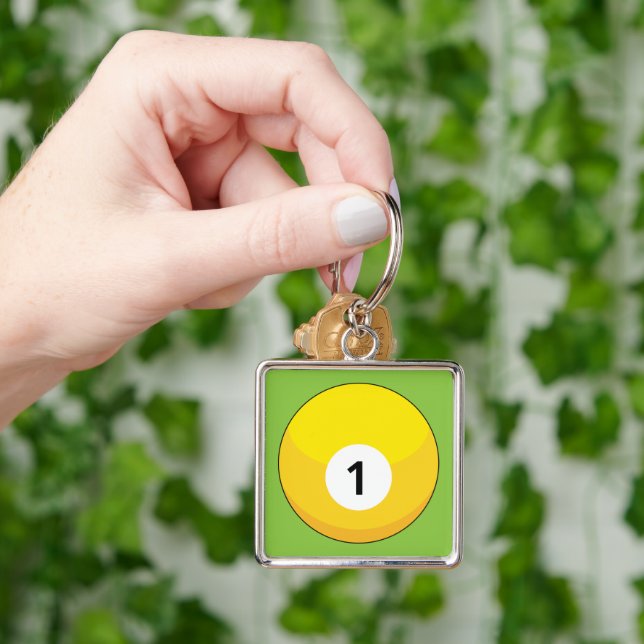 Yellow Billiard Ball Number One Key Ring (Hand)