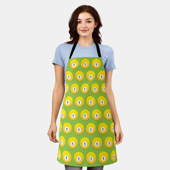 Yellow Billiard Ball Number One Pattern Apron (Worn)