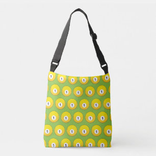Yellow Billiard Ball Number One Pattern Crossbody Bag