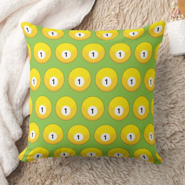 Yellow Billiard Ball Number One Pattern Cushion (Blanket)