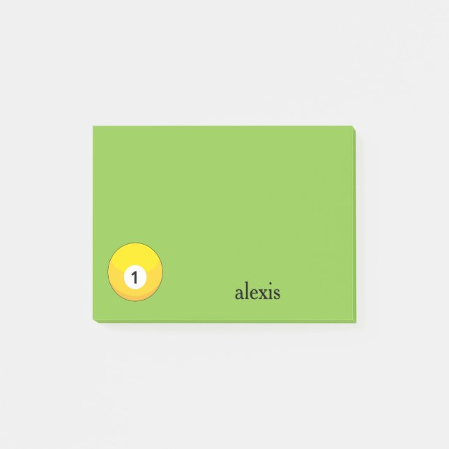 Yellow Billiard Ball Number One Personalise Post-it Notes (Front)