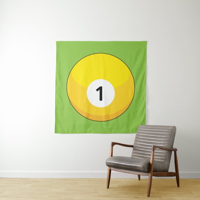Yellow Billiard Ball Number One Tapestry (In Situ)