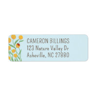 Yellow Billy Button Flowers on Blue