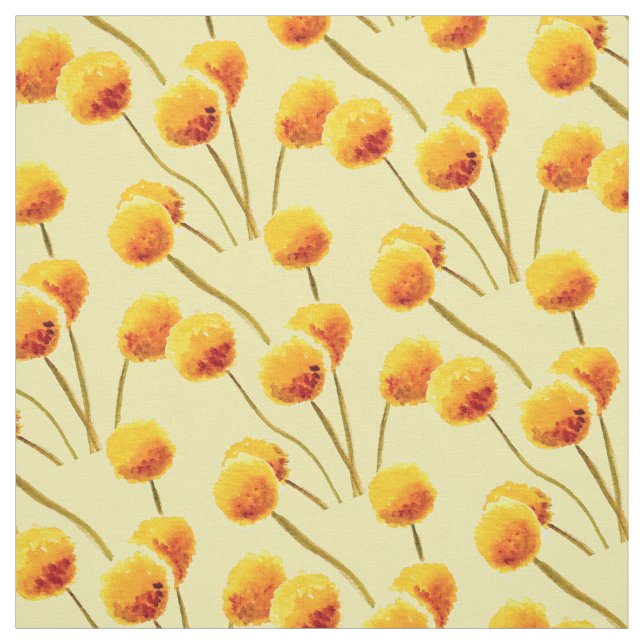 Yellow Billy Button native Australian flower Fabric (Swatch)