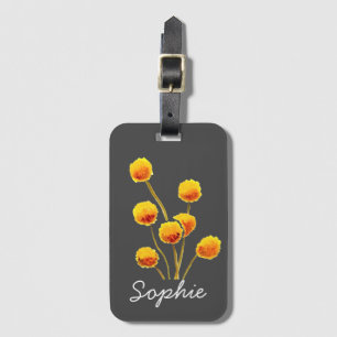Yellow Billy Button native Australian flower Luggage Tag