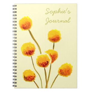 Yellow Billy Button native Australian flower Notebook