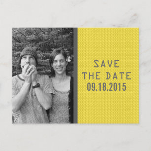 Yellow Binary Code Photo Save the Date Postcard