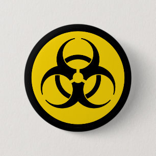 Yellow Biohazard Symbol 6 Cm Round Badge