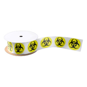 Yellow BioHazard Symbol Satin Ribbon