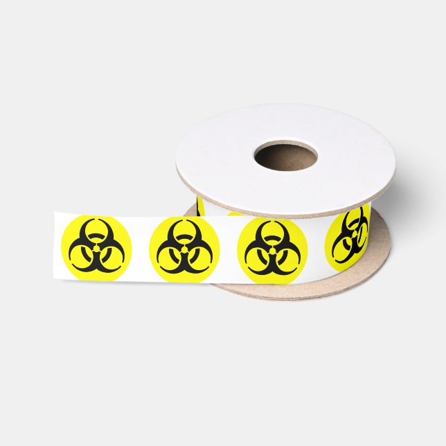 Yellow BioHazard Symbol Satin Ribbon (Spool)