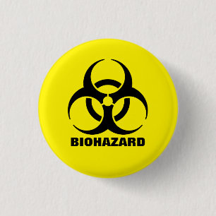 Yellow Biohazard Symbol Warning Sign 3 Cm Round Badge