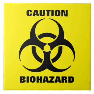 Yellow Biohazard Symbol Warning Sign Tile