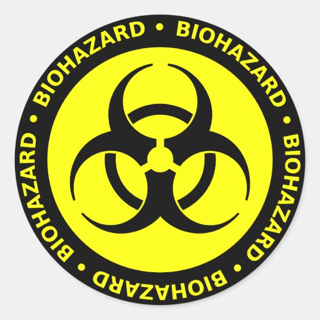 Yellow Biohazard  Warning Sticker (Front)
