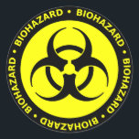 Yellow Biohazard  Warning Sticker<br><div class="desc">Biohazard - yellow lettering with yellow and black biohazard symbol design.</div>