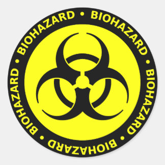 Yellow Biohazard  Warning Sticker