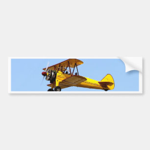 Yellow Biplane Bumper Sticker