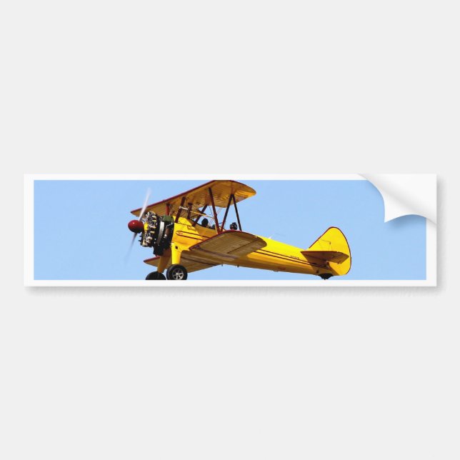 Yellow Biplane Bumper Sticker (Front)